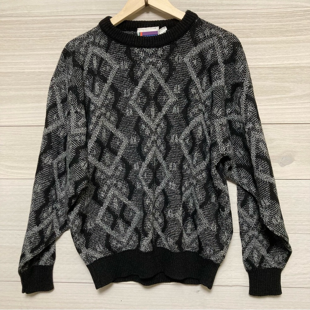 Vintage 80's Gray Geometric Sweater Size Large
